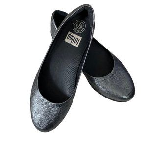 Fitflop Size 8 Shoes Silver Slip on 1.5" Wedge Womens Comfort